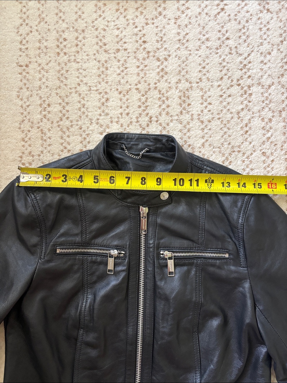 Michael Kors Real Lambskin Leather Moto Biker Jacket Size Small S Black - Picture 15 of 15